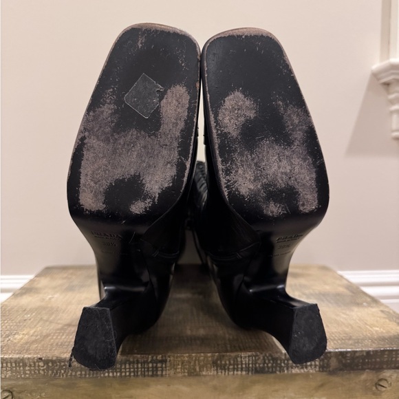Prada Black Leather Lace-Up Boots Size 38.5 - Picture 4 of 4